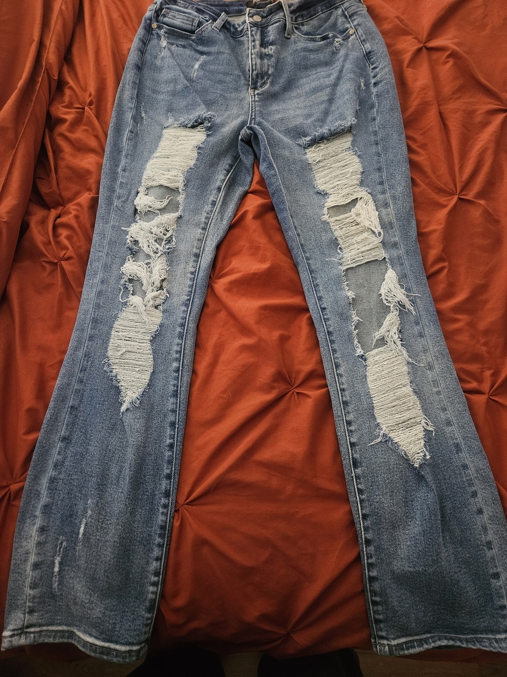 Judy Blue Light Blue Distressed Straight-Leg Jeans